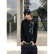 VINTAGE ストリート フラッグプリント ロングTシャツ T2279