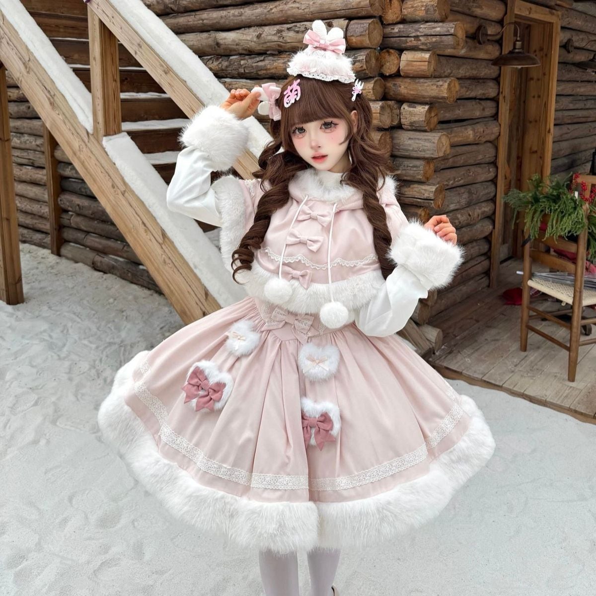 うさ耳ふわもこケープセットアップ：ワンピースセット | Maiden's Rêve