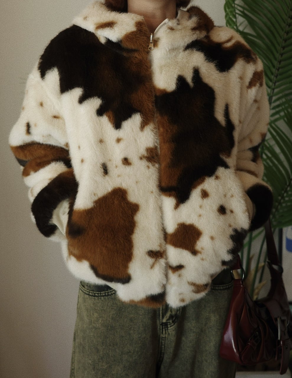 60s〜70s 牛柄　フェイクファー　リバーシブルジャケット 60s 70s 牛柄フェイクファーリバーシブルジャケットvintage