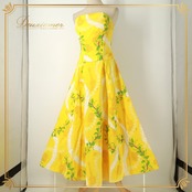 フラダンス 衣装 T&L MUUMUU FACTORY ムームーファクトリー ワンピース ドレス イエロー系 ウリウリ柄 ウクレレ柄 プニウニードラム柄 楽器柄 植物柄 ハワイアンプリント ハワイアン アロハ フラ ダンス レッスン 練習 華やか 鮮やか かわいい おしゃれ 黄 緑 白 橙 紫 グリーン系 ホワイト系 オレンジ系 パープル系