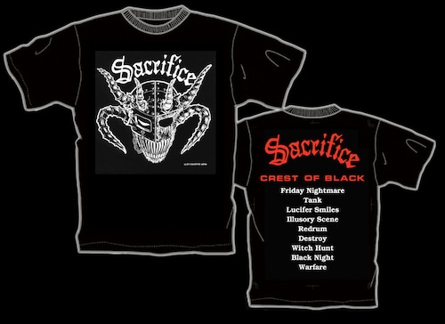 SACRIFICE "Crest Of Black" Tシャツ（back: 赤）