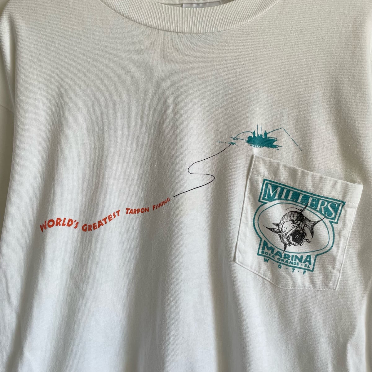 90s 魚 フィッシング 釣り Tシャツ 古着 白 ホワイト アート バック