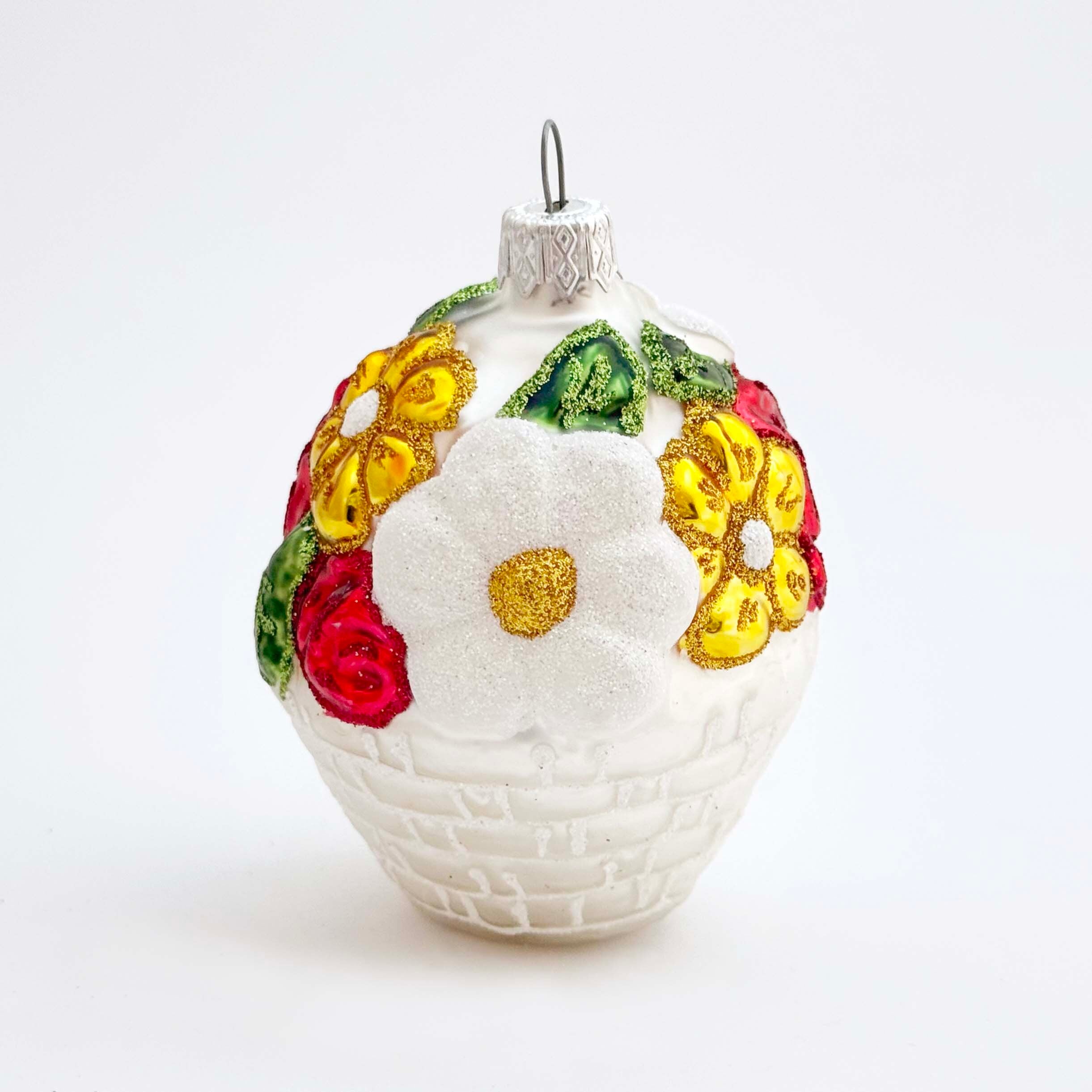 ウクライナ製 ガラスオーナメント（花かご）