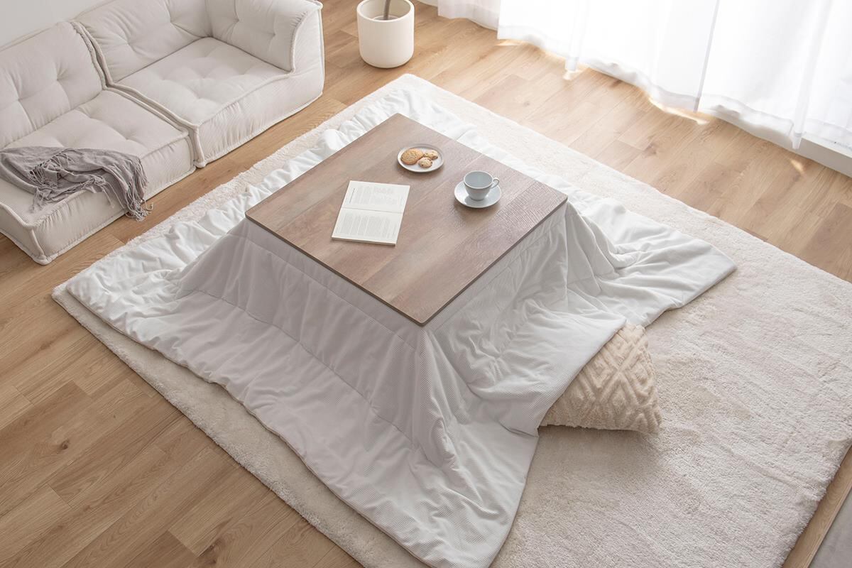 正方形:天板 75cm×75cm】Kos こたつ&掛け布団2点セット ブラウン