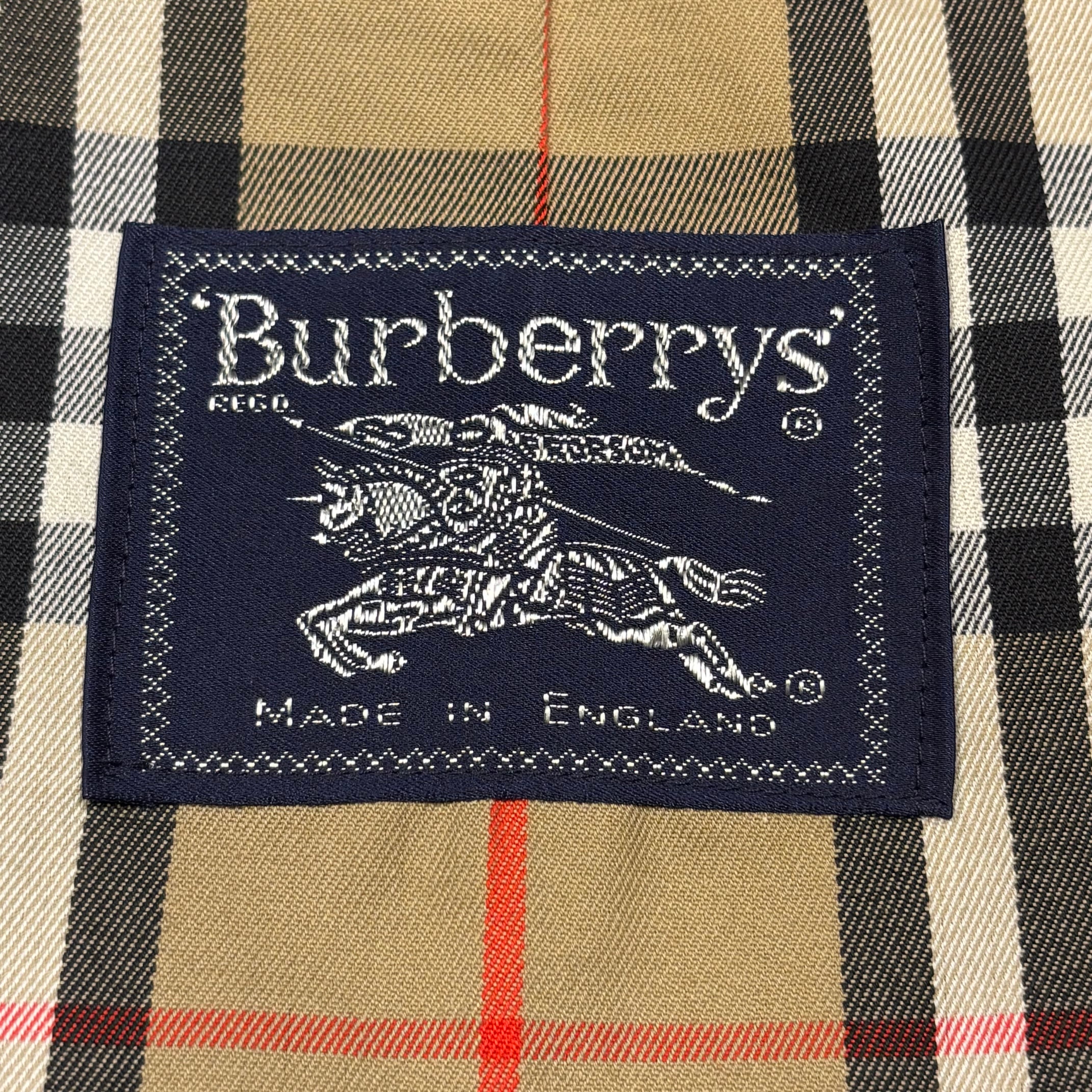 英国製　Burberry サイズ46 ん21 Burberry サイズ46(UK36)程度 緑玉虫色 コットン100% ステンカラー
