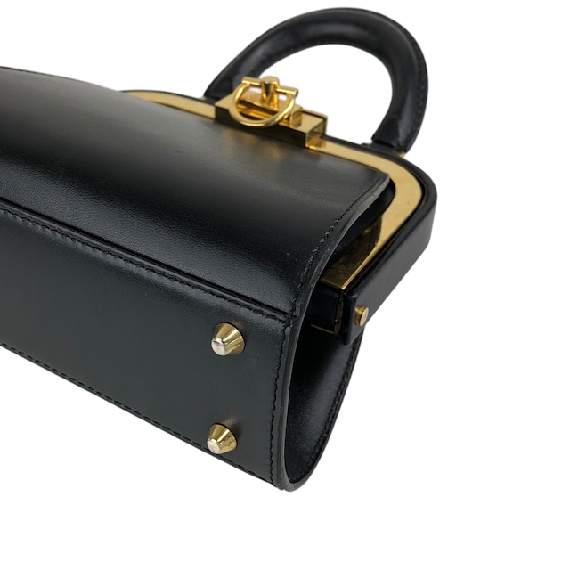 Christian Dior クリスチャン ディオール ショルダーバッグ ブラック レザー ミニバッグ 2way がま口 vintage ヴィンテージ オールド hrxzwn