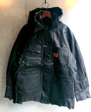 GOODKARMA DEVELOPMENT Leather  Chore  Coat "HELL'S KITCHEN"  BLACK size2