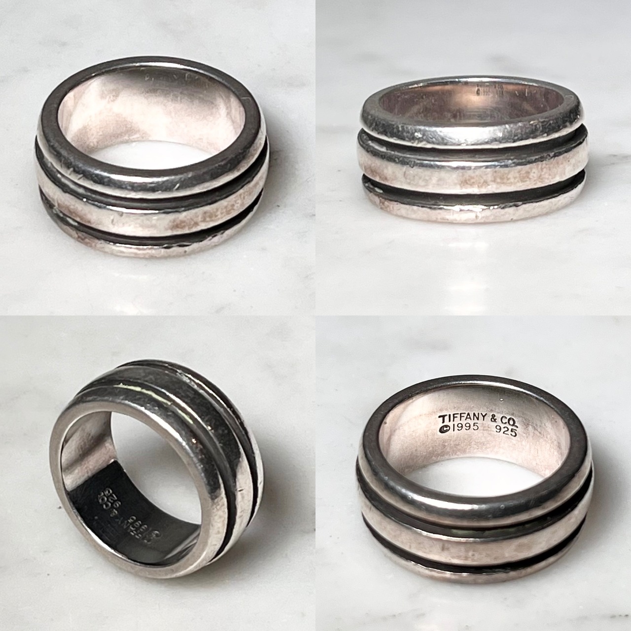 vintage 1995's TIFFANY silver ring "grooved"