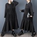 新品 大きいサイズ ゆったり ティアード ワンピース 黒 ロング 春 秋冬　長袖