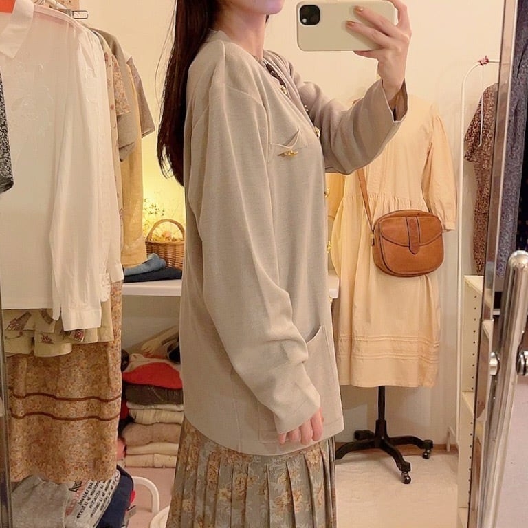 gold bear button long cardigan