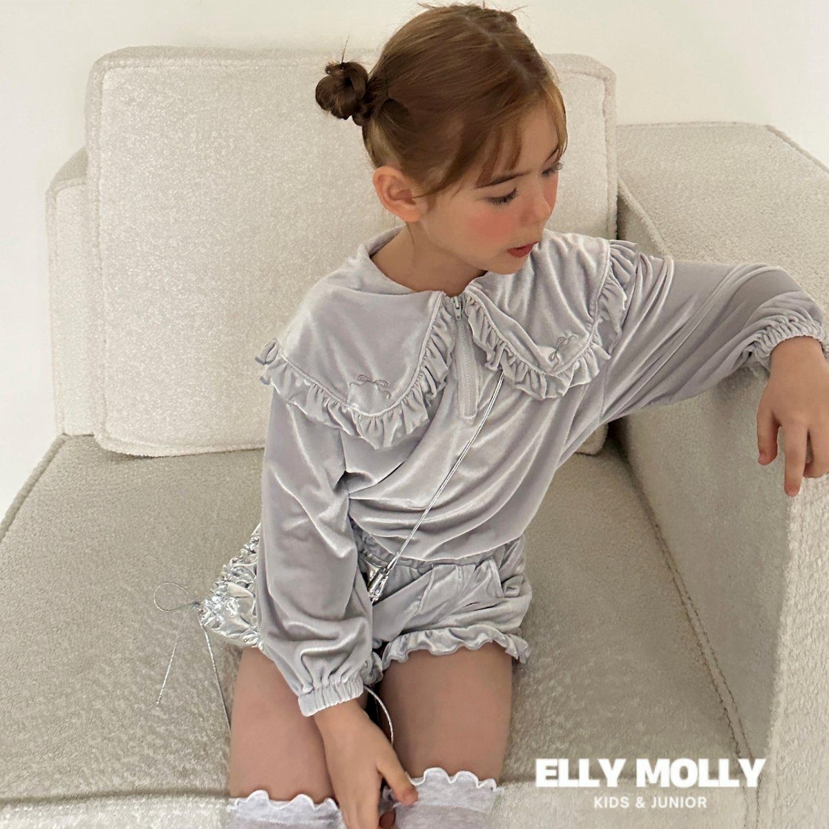 «sold out»«ジュニアサイズあり»«elly molly» ベルベットセットアップ 2colors 子供服 capucapu
