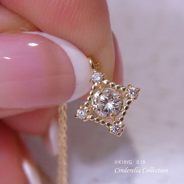 大特価K18YG天然ダイヤモンド星どろぼうシリーズ菱形星ネックレス