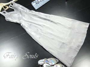 ★送料無料★7号(S)☆シンプルシルエットシルバーのロング丈ワンピ(OPN6730)