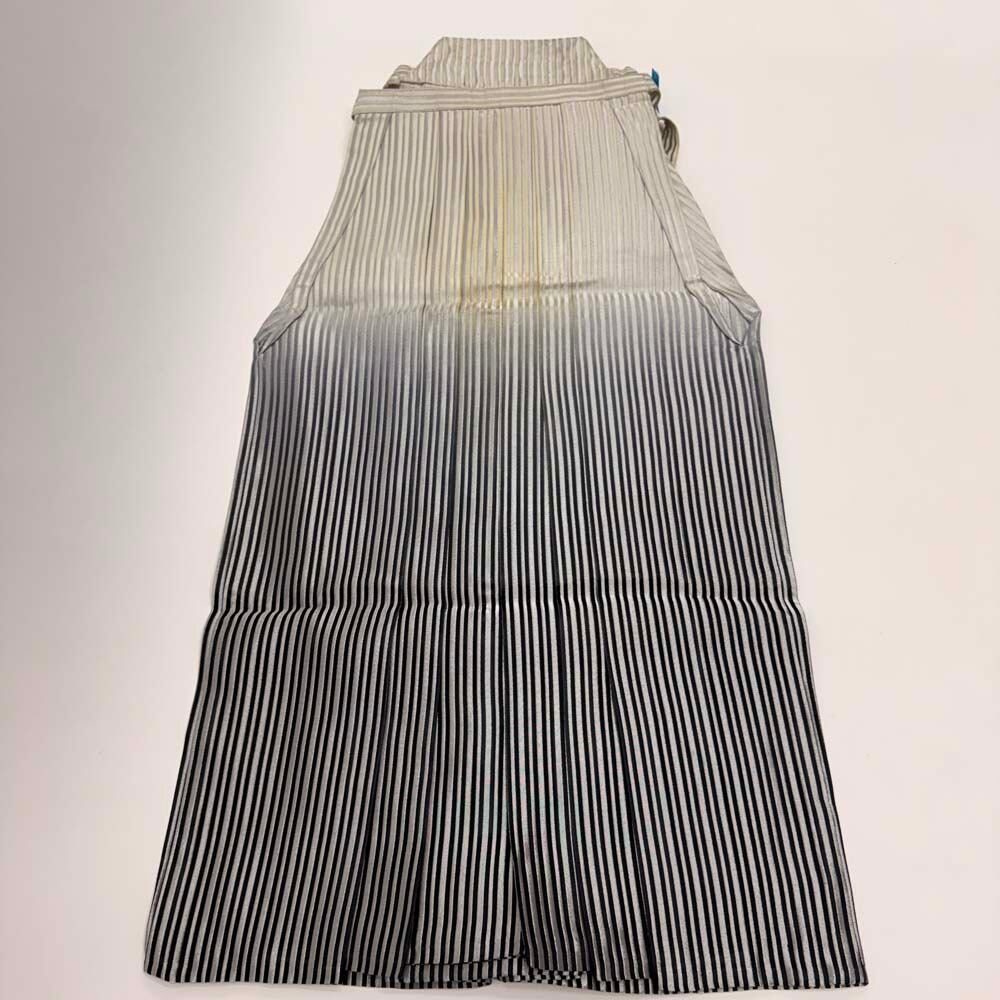 袴 行灯袴 男袴 L-2L size 紐下丈90cm 男性用袴 黒 白 銀 成人式袴 中古 5319