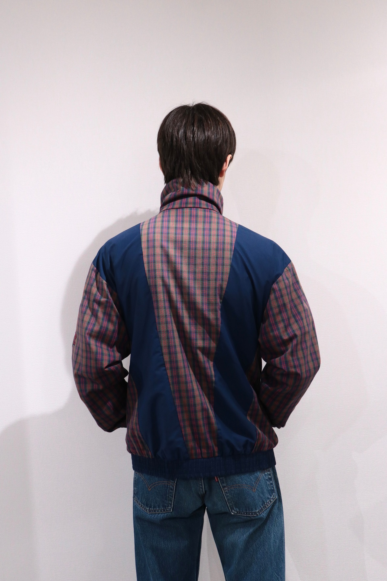 Gore-tex navy×check pattern jacket