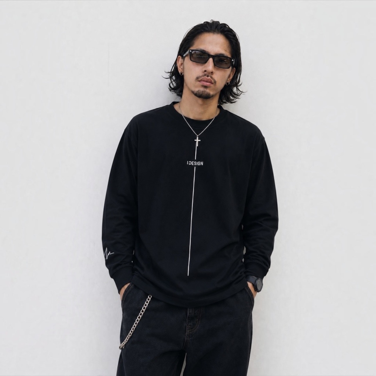 I DESIGN HEARTBEAT ロングスリーブT(Black)