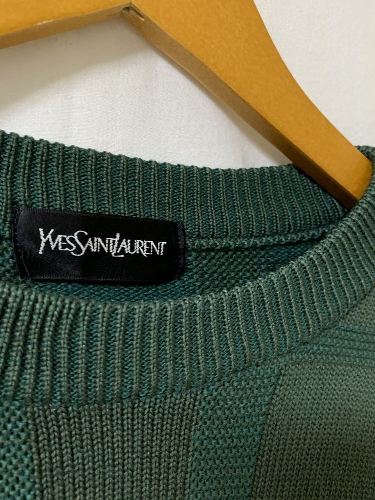 1980~90's Knitting Design Crew Neck Sweater "YVES SAINT LAURENT"