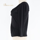 社交ダンス 衣装 トップス チャコットロイヤルダンス Chacott ROYAL DANCE ブラック系 ドレープ レース 黒 レッスン 伸縮 ストレッチ 練習 長袖 オールブラック 日本製 シック 上品 かわいい 綺麗 ブラウス