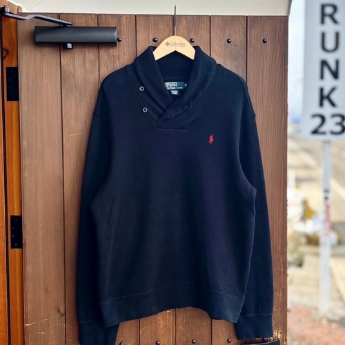 00s POLO RALPH LAUREN ショールカラー スウェットトレーナー 黒 XL ラルフローレン