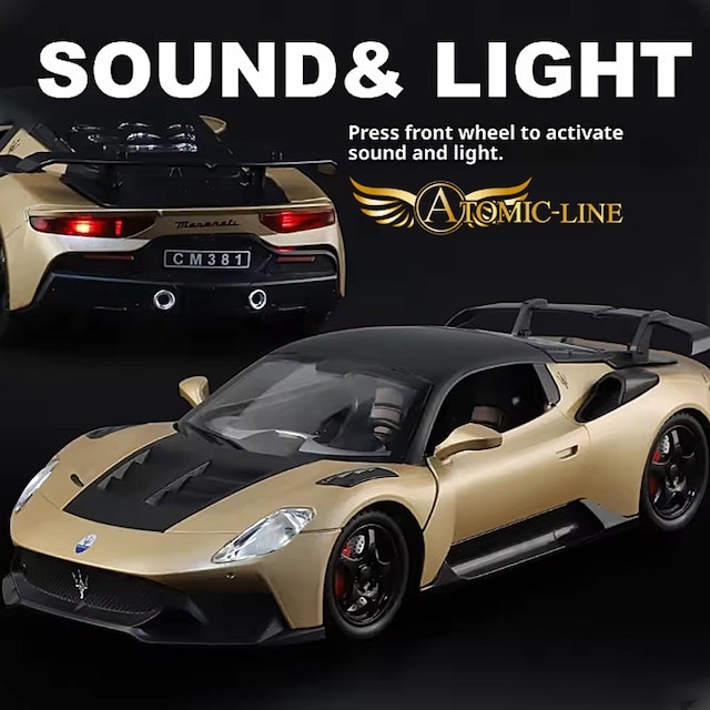 マセラティ MC20 GT2 ストラダーレ 1/24 ミニカー 全3色 ライト点灯 エンジンサウンド 合金モデル 模型 ジオラマ