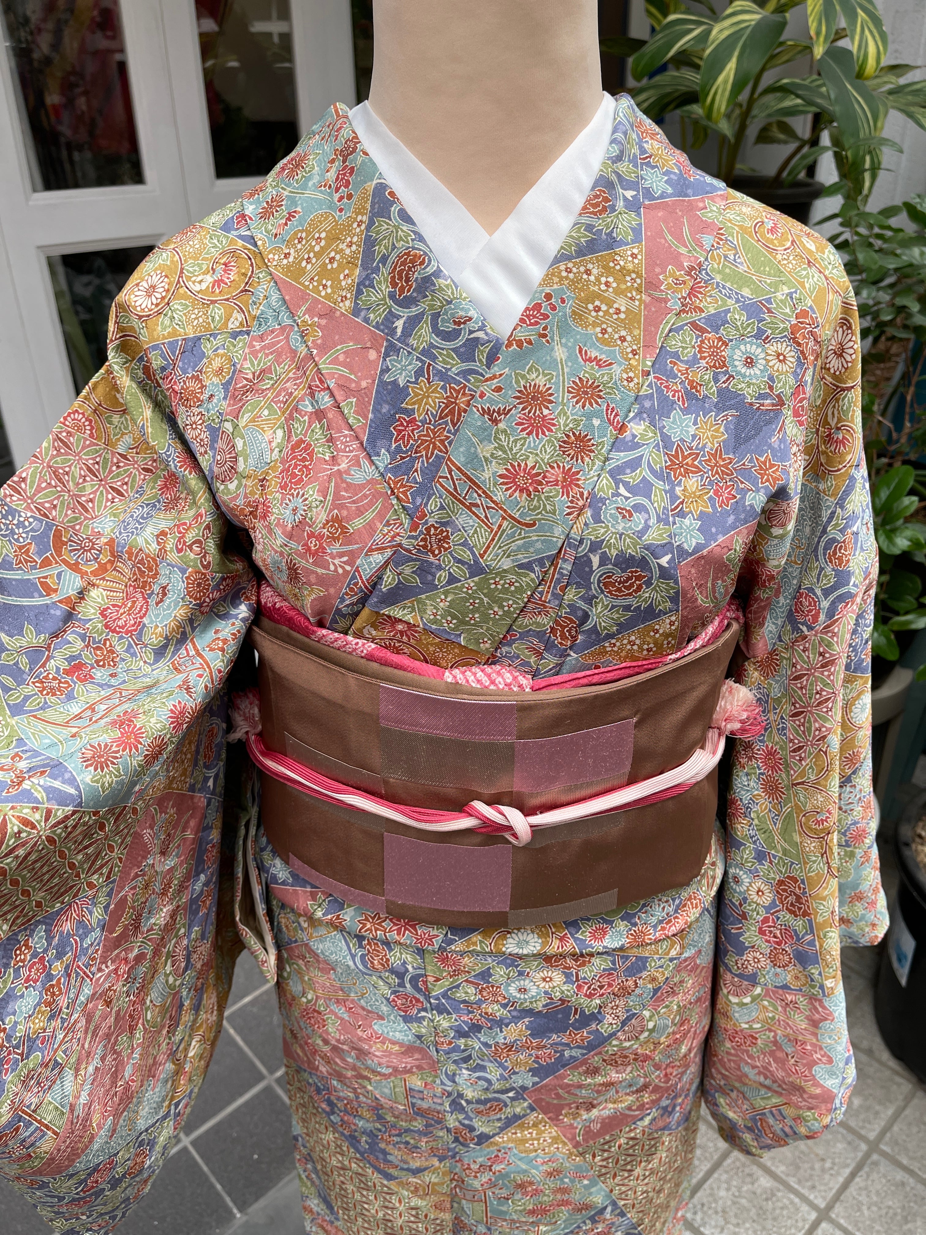 セミアンティーク着物 綸子 小紋 【公式通販】