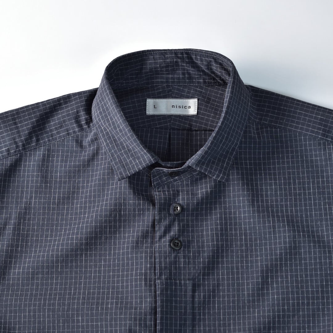 nisica ニシカ レギュラーカラーシャツ・ネイビーチェック【メンズ・送料無料】