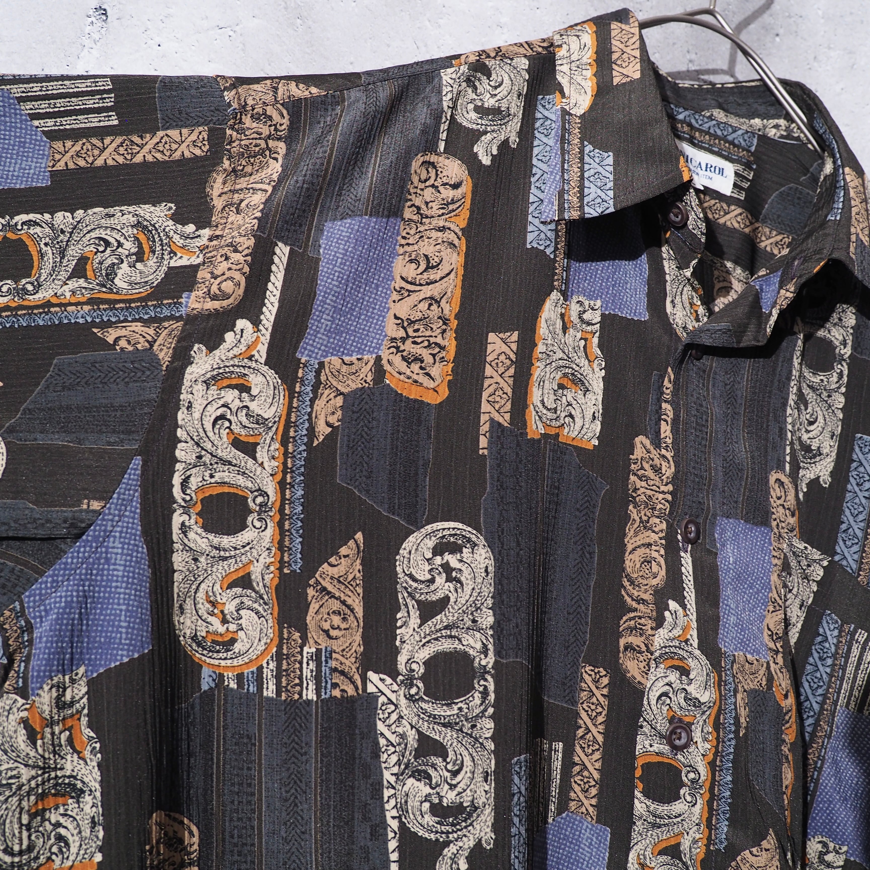 1990s Retro luxury pattern × pleats Design vintage drape loose shirt