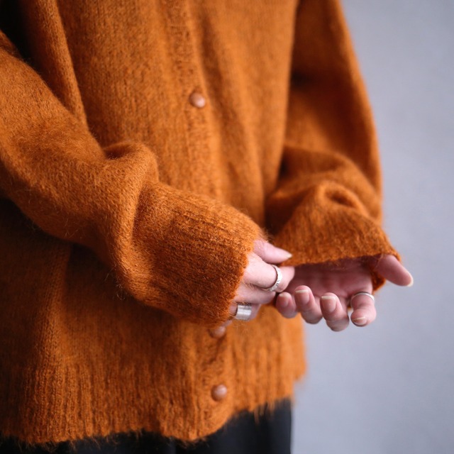good brown color mohair knit cardigan