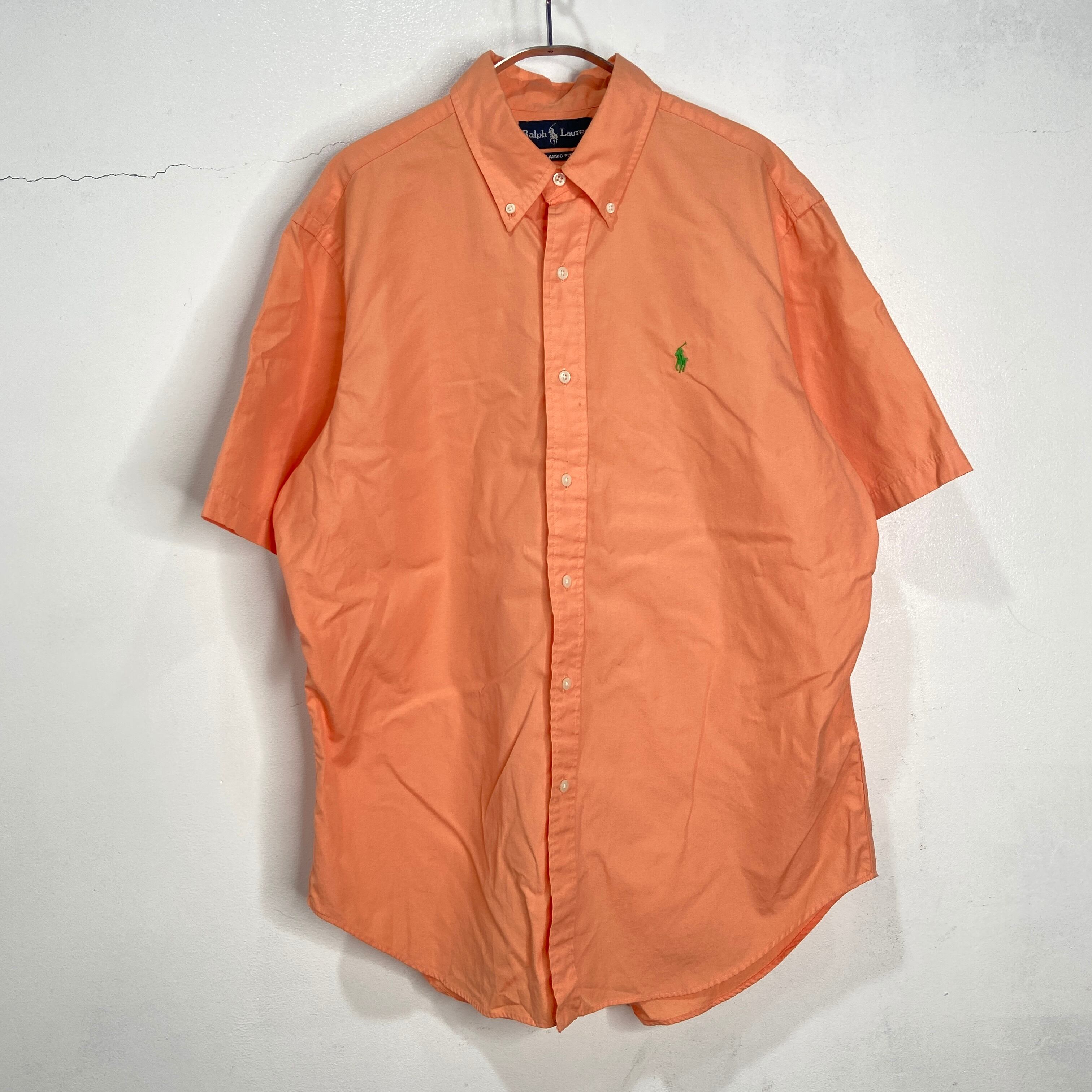 RalphLauren ボタンダウン半袖シャツ クラシックフィット オレンジ L 