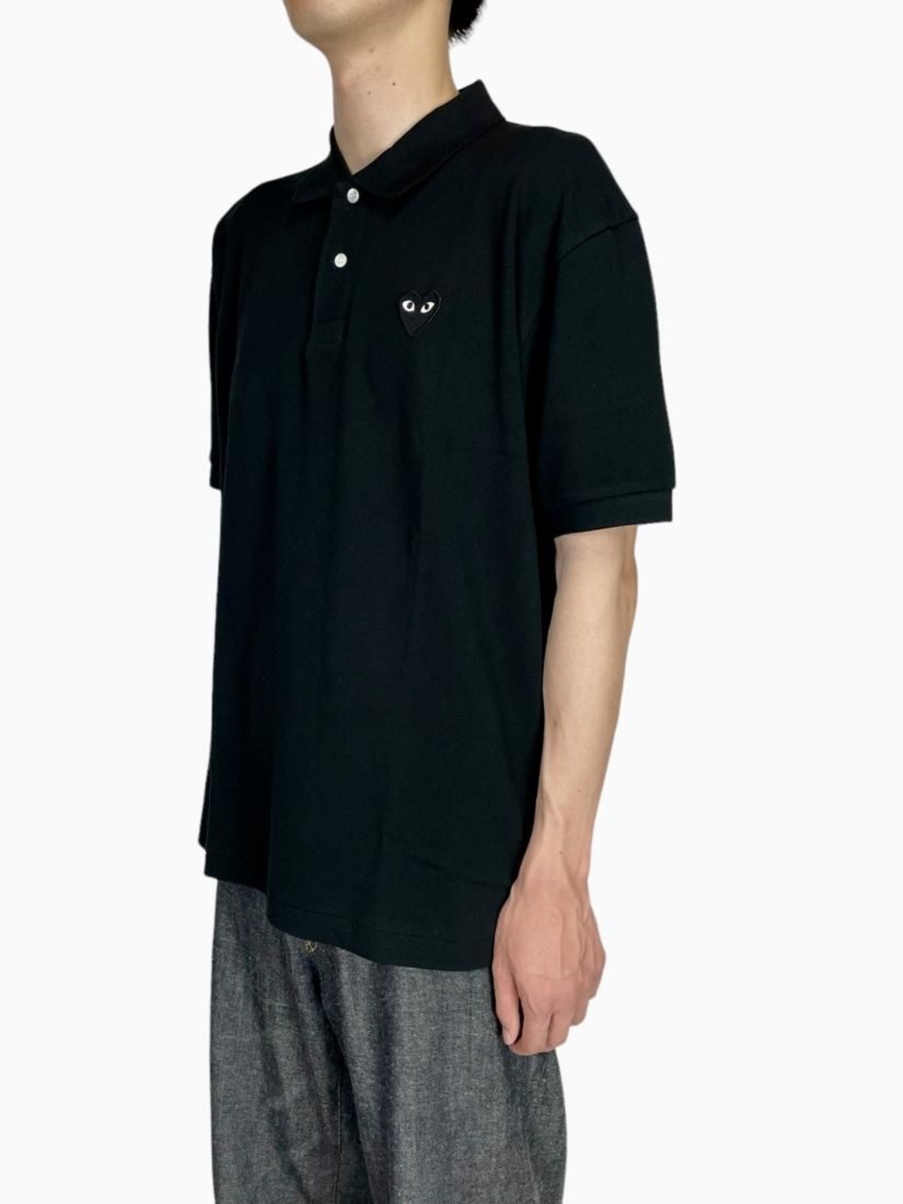 【PLAY COMME des GARCONS】T066 綿鹿の子ポロ(黒エンブレム)