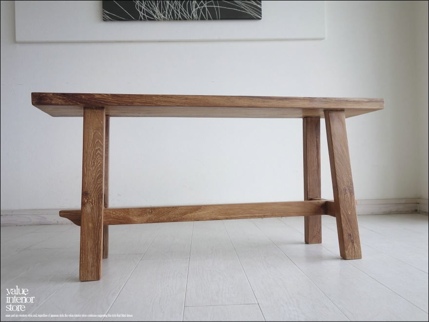 オールドチーク無垢材ベンチ UF9 長椅子 古材家具 一枚板 総無垢 ナチュラル 椅子 イス チェア シンプル 木製家具 世界三大銘木 幅100cm