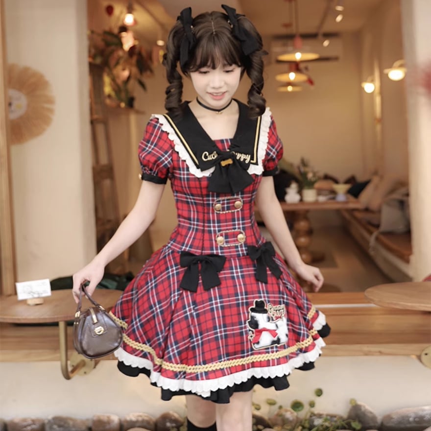 【予約商品】 ゴスロリ通販 With U キラキラ アイドル衣装 ワンピース チェック柄 ライブ衣装 ステージ衣装