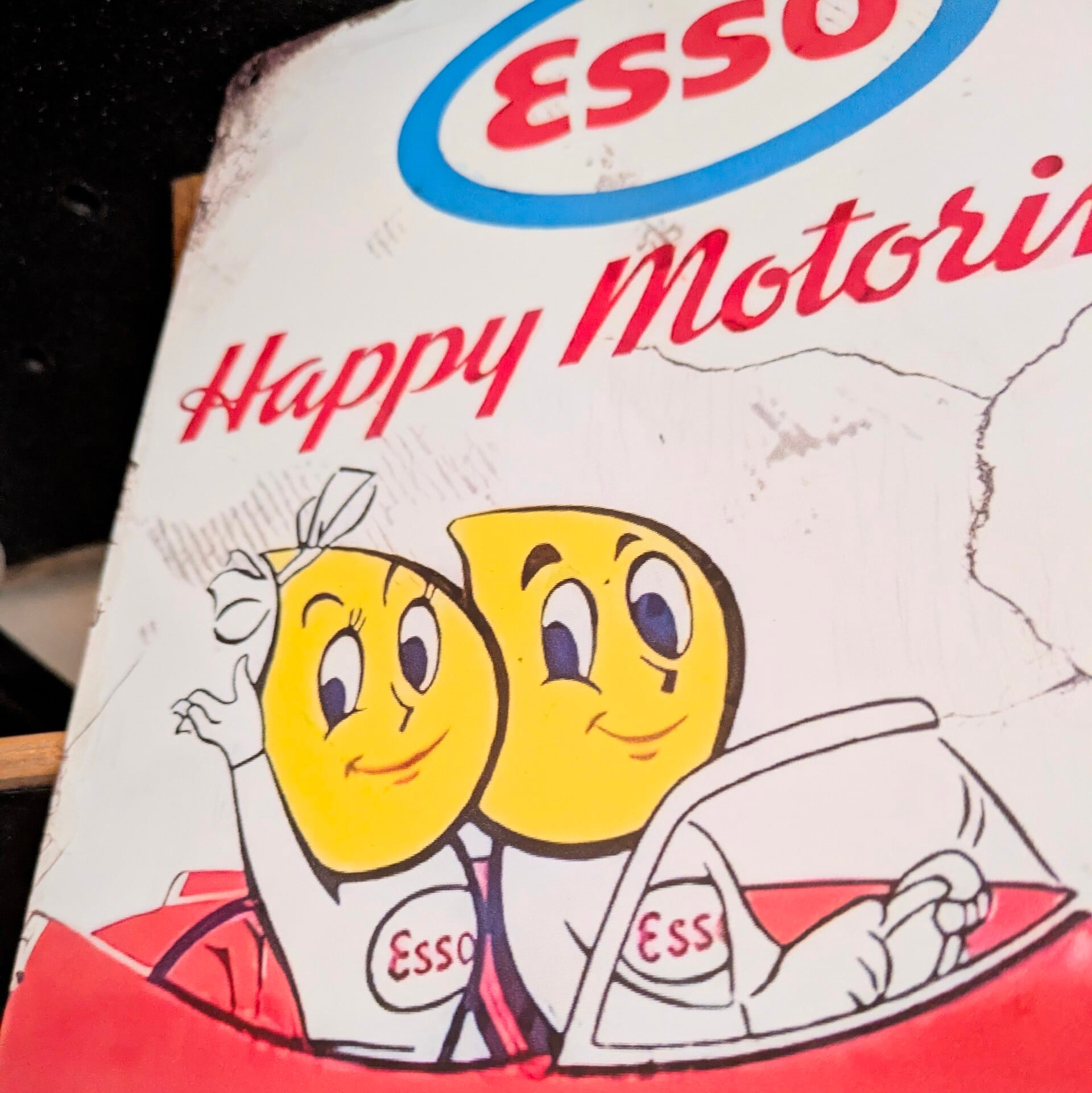 送料無料！ちょうどいいブリキ看板 【 ESSO ( エッソ )  / エッソ石油 】『 エッソボーイ&エッソガール 』 METAL SIGN / メタルサイン / ブリキ看板 / サインボード / ビンテージ加工〚アメリカン雑貨 アメトイ〛