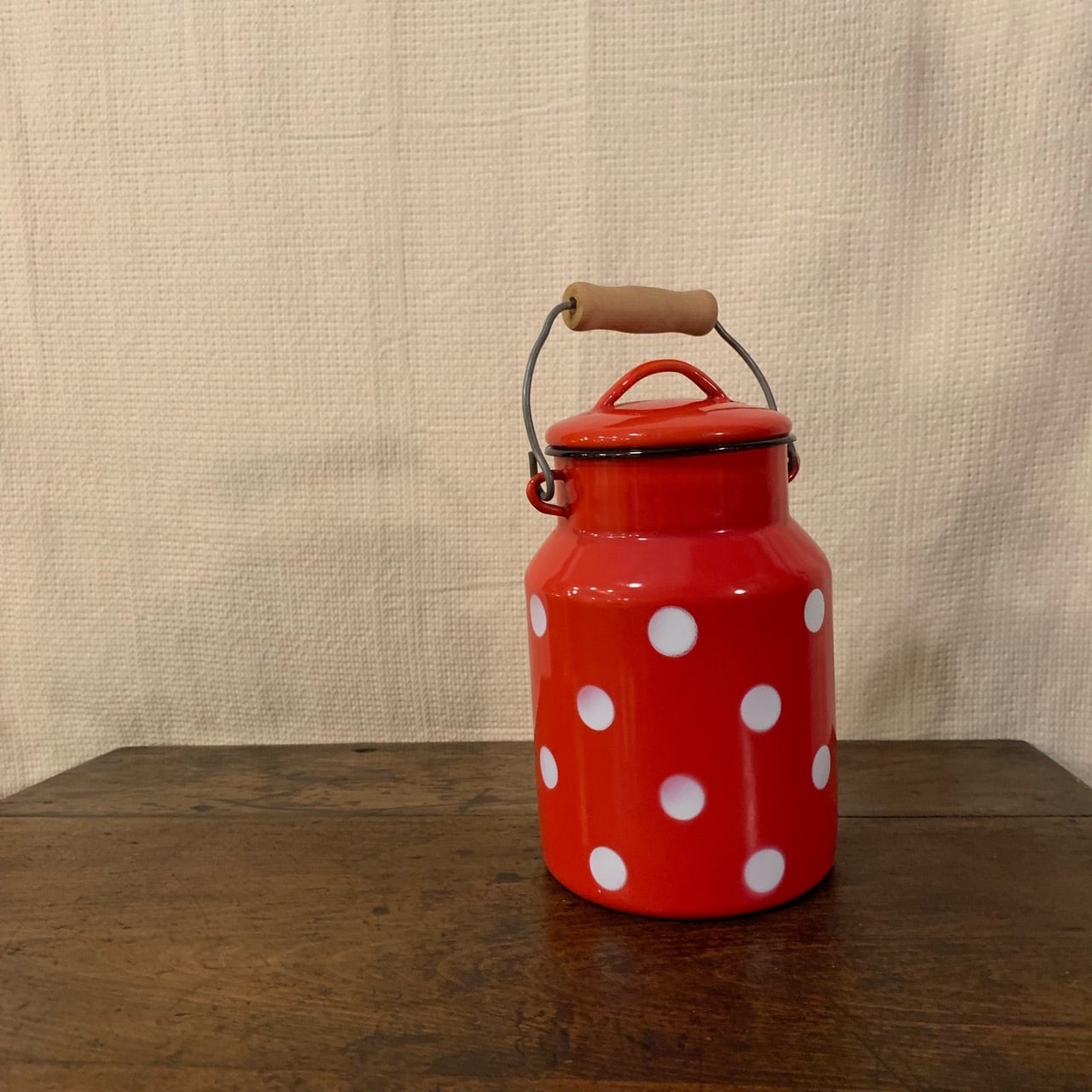 レッド ポルカドット柄 ミルクペイル アンティーク 旧ユーゴスラビア製 ミルク缶