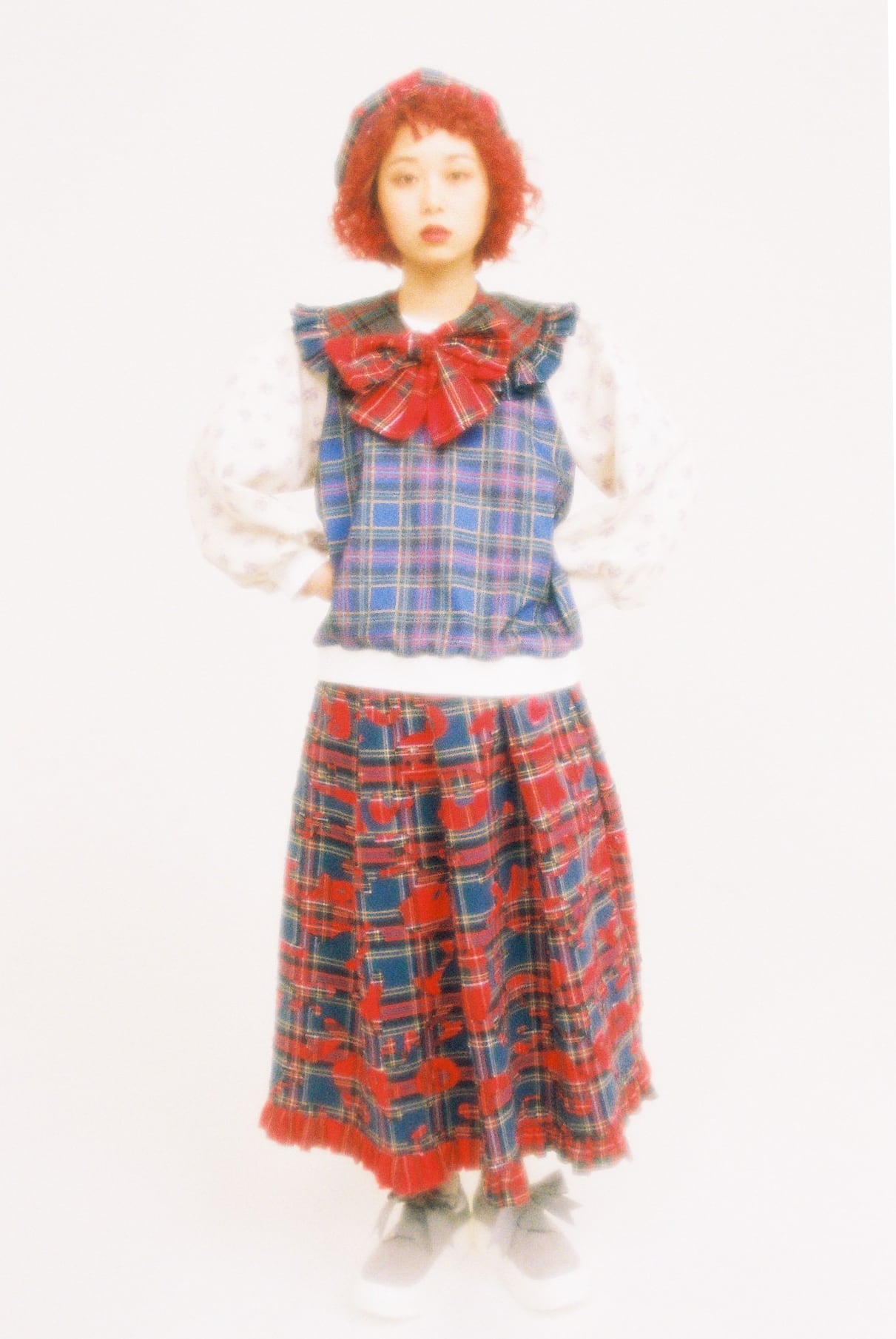 ハートチェックつけ襟　BLACK 001