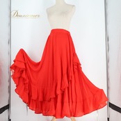 フラメンコ 衣装 prima boutique プリマブティック ファルダ スカート レッド系 赤 無地 ボランテ フリル ダンス パーティ 発表会 レッスン 練習 華やか ダンス衣装 舞台衣装 レディース かわいい エレガント ステージ衣装