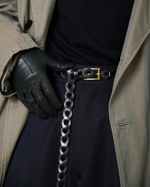 m's braque×ilmicio "Boho 20 MESH LEATHER LONG BELT〔DARK BROWN〕"