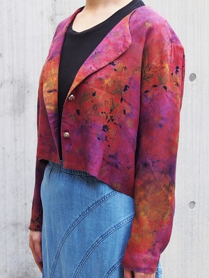 TIE DYE PATTERN NO COLLAR JACKET 