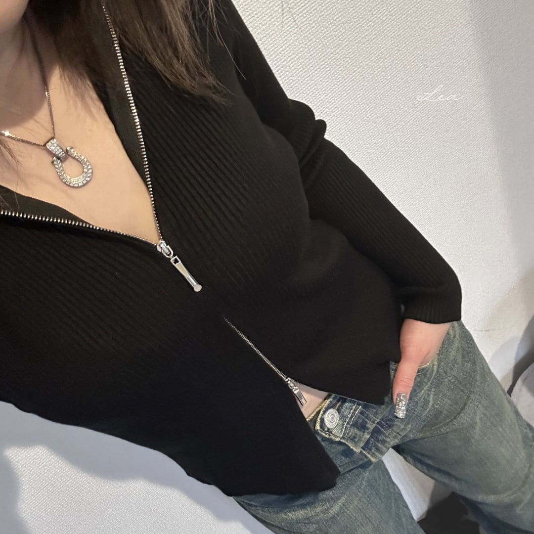 adult|w zip knit hoodie