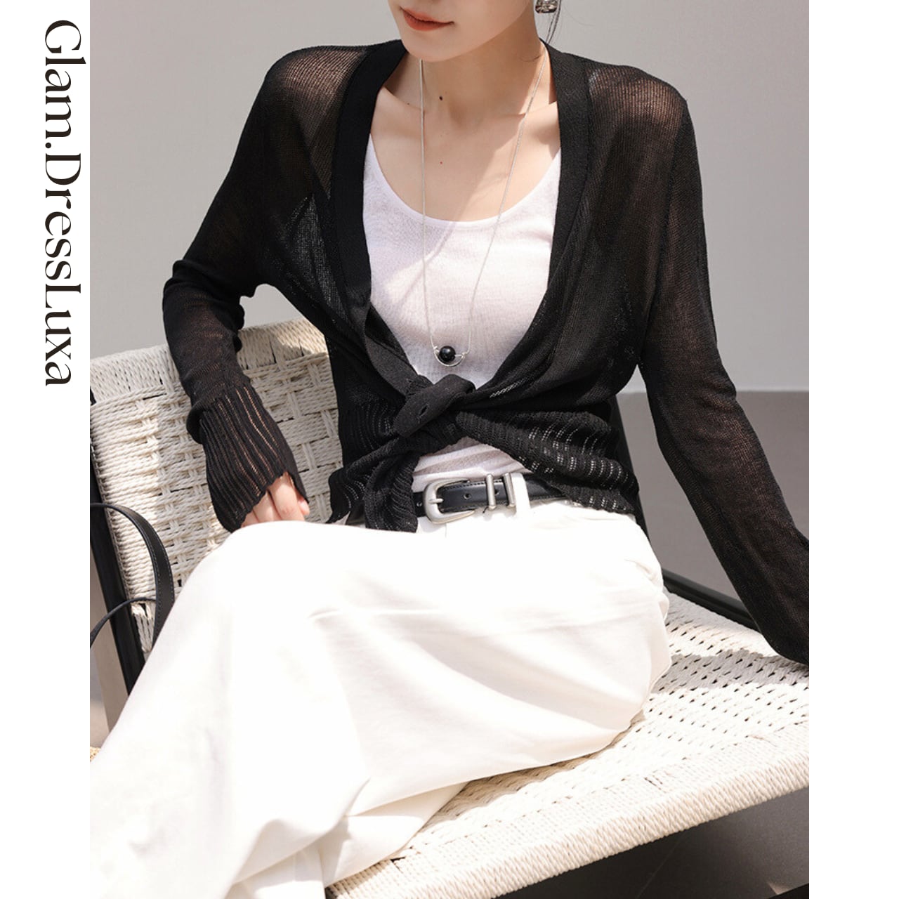 sheer ニットカーディガン/2color_T1525