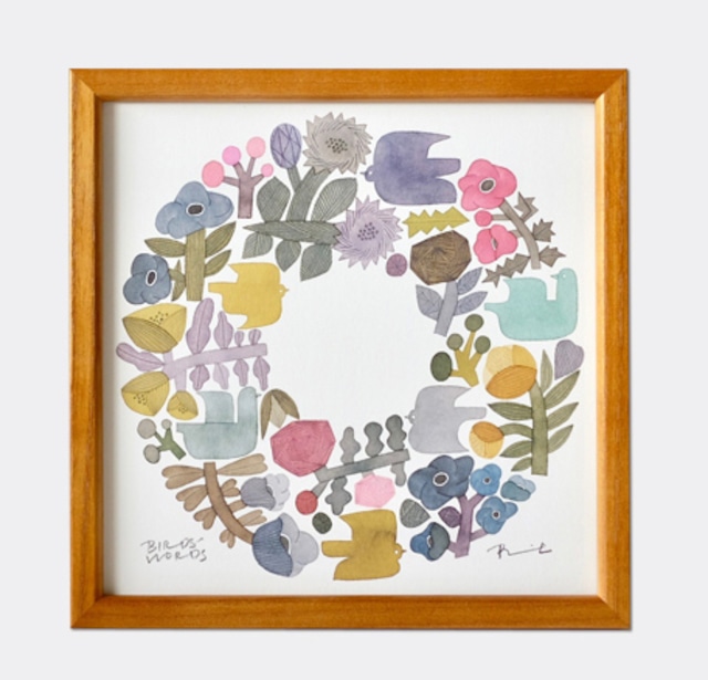 BIRDS WORDS POSTER 20  額装タイプ［木製］/SHABBY WREATH