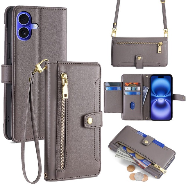Cacheluna 手帳型ケース ショルダーケース for iphone 手帳型 ショルダーケース レザー for iPhone 16 斜め掛けと手持ちー スマートフォンケース 財布型 対応 アイフォン 肌触り良い 便利