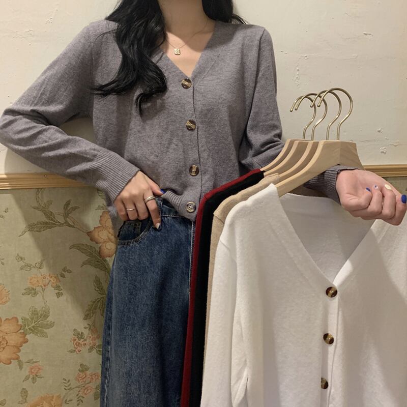 スプリングオータムスタイルニットカーディガンジャケット ショートトップス 春物 秋物 試着室92154344561