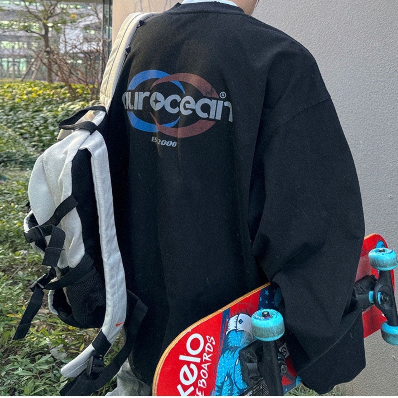 ダメージヴィンテージ風バックプリントロングTシャツ　1051