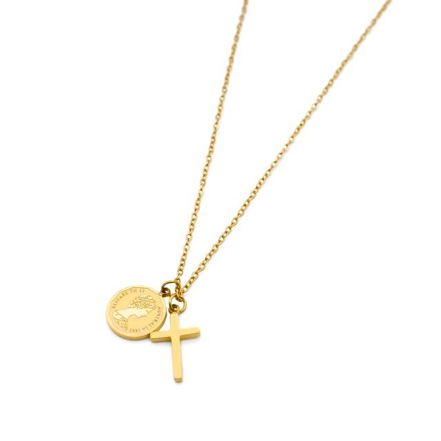 Cross coin necklace（cne0010g）