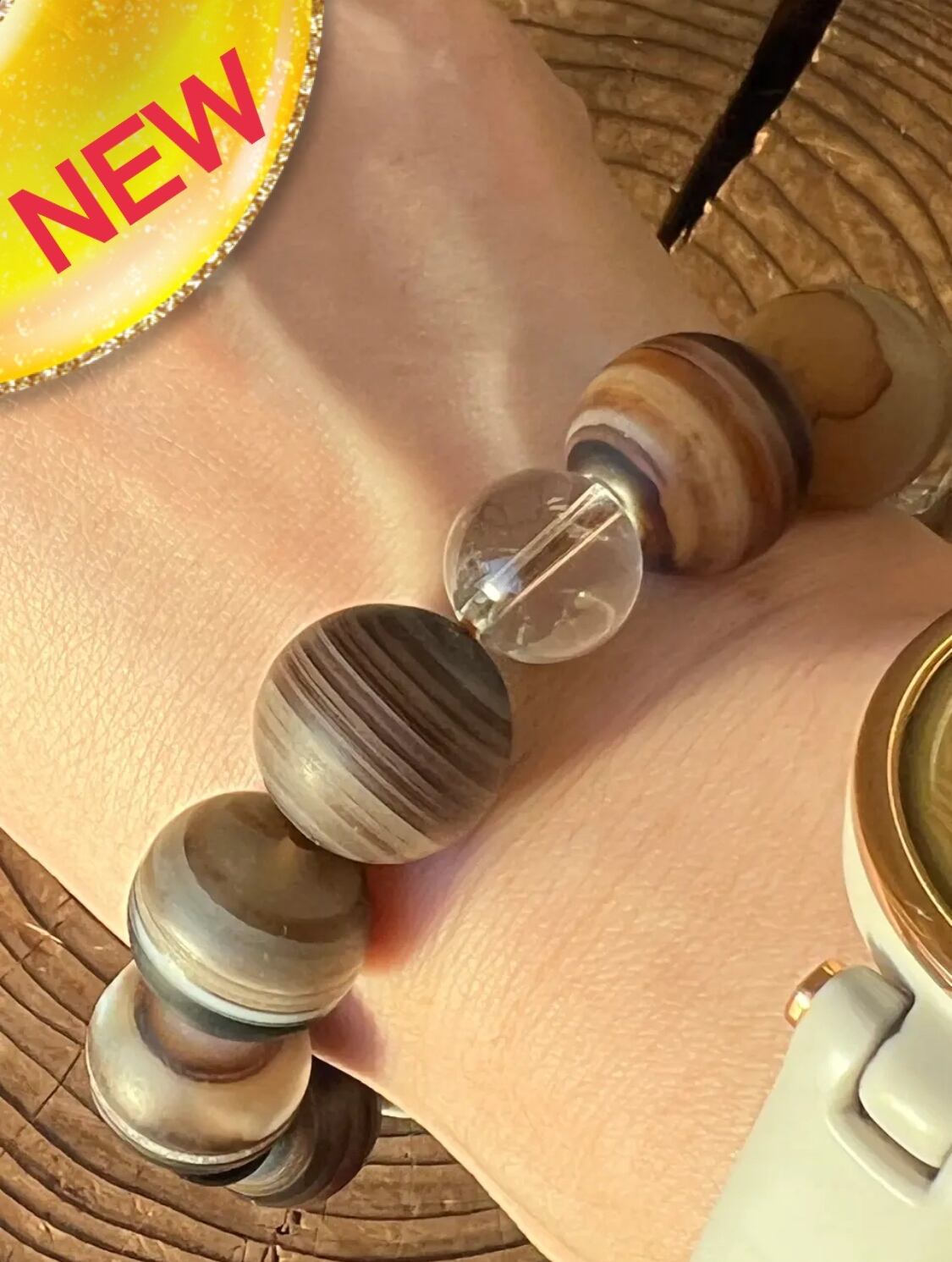 【プロテクトは必要な時だけ】lightカラーアゲートブレス 16mm