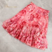 社交ダンス 衣装 スカート チャコット Chacott ピンク系 花柄 フリル ひざ丈 上品 華やか 鮮やか 日本製 上品 かわいい レッスン 練習 淡い