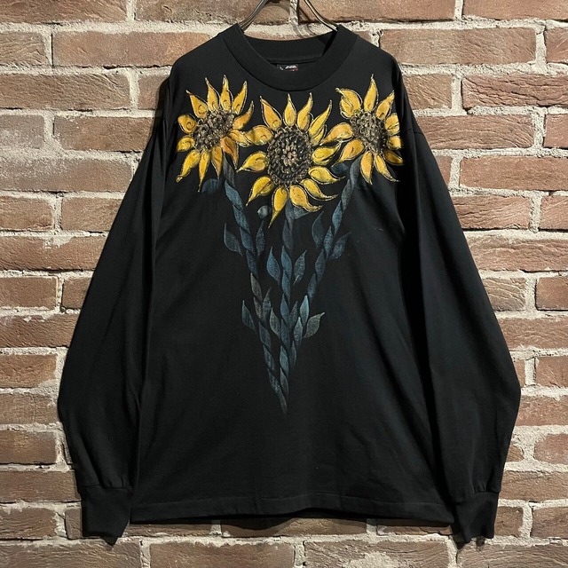 【Caka act3】Sunflower Drawing  Design Vintage Loose L/S T-shirt