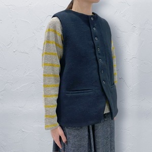 Vlas Blomme Fulled Carpet Wool Gilet With Boa Lining