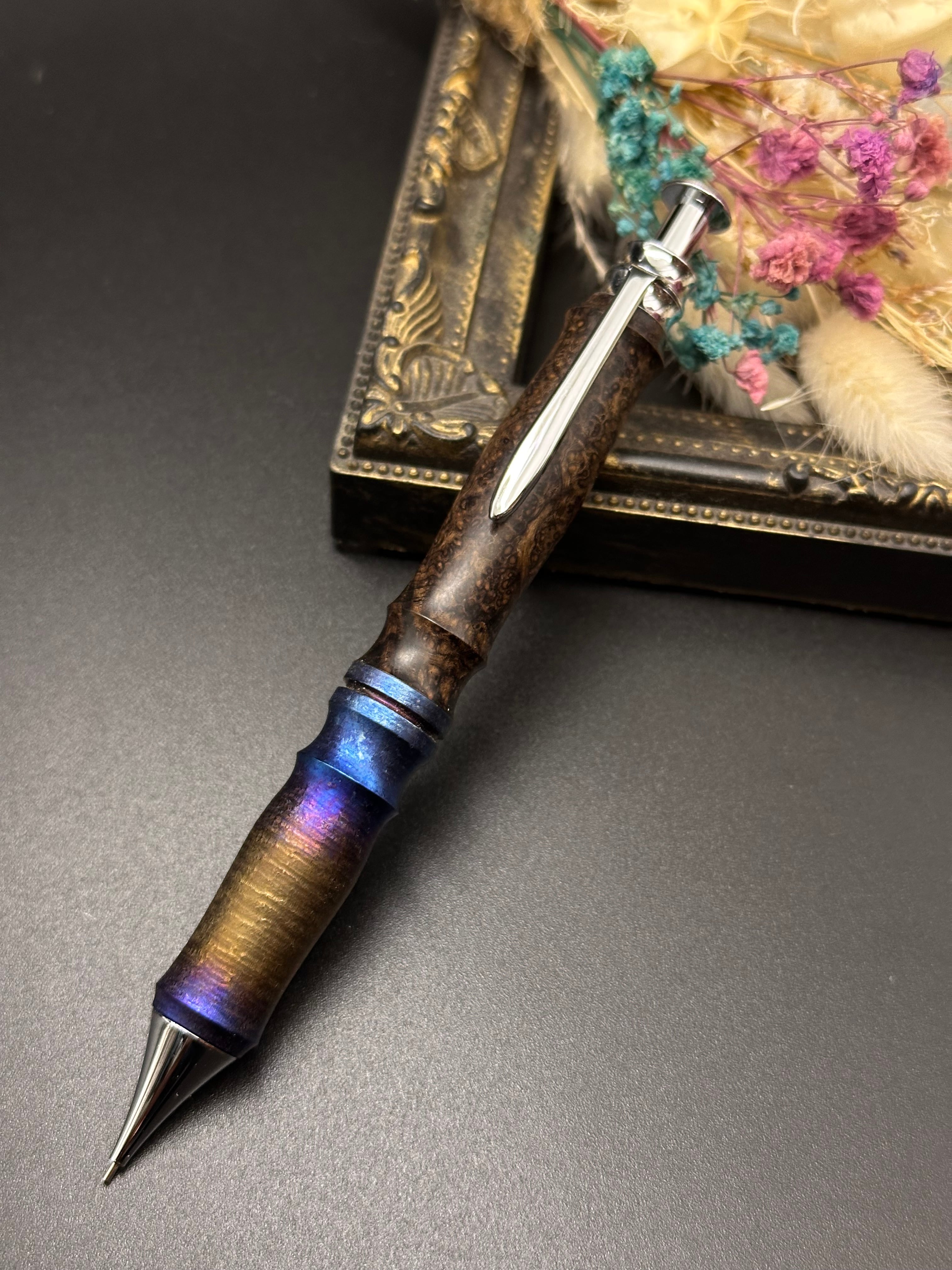 花梨(瘤)/ツイスト消しゴム(ステンレス) | Flamberg